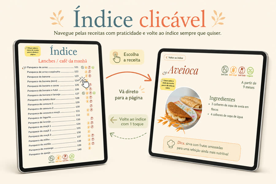 Página de receita com idade indicada
